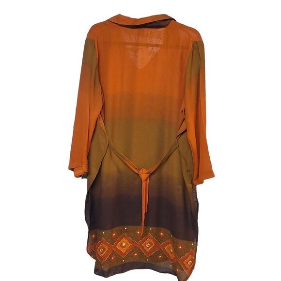Ombré kaftan Indian plus size 1X long shirt TUNIC dress NWT ORANGE brown - Picture 2 of 9